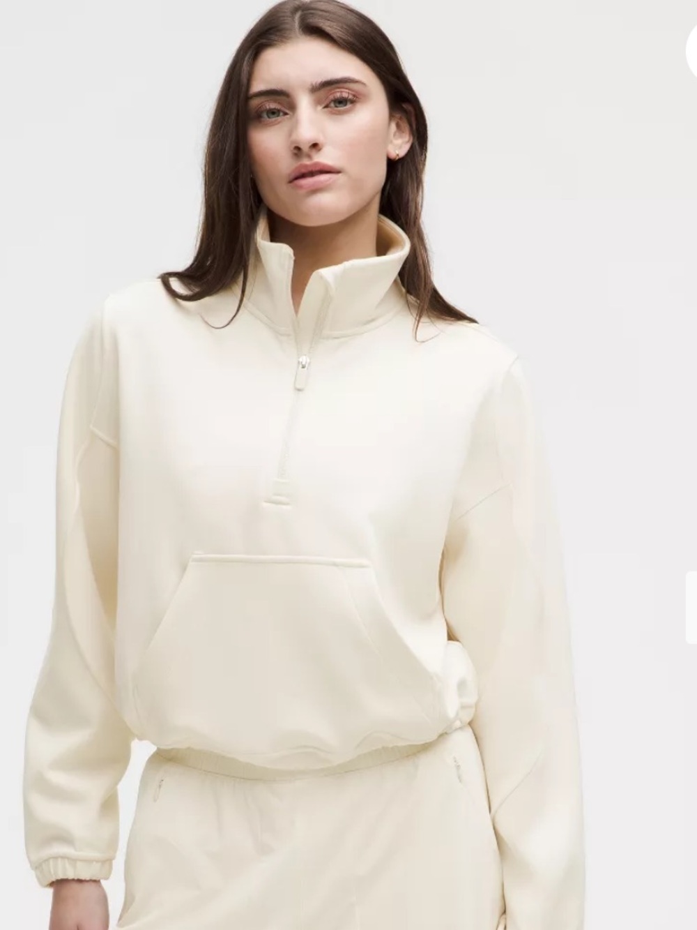 Lululemon Brushed Softstreme  Women’s Cream Half-Zip Pullover Top